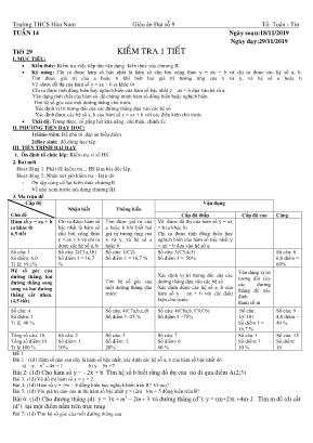 Giáo án Đại số Lớp 9 - Tiết 29 Kiểm tra 1 tiết - Năm học 2019-2020 - Trường THCS Hòa Nam